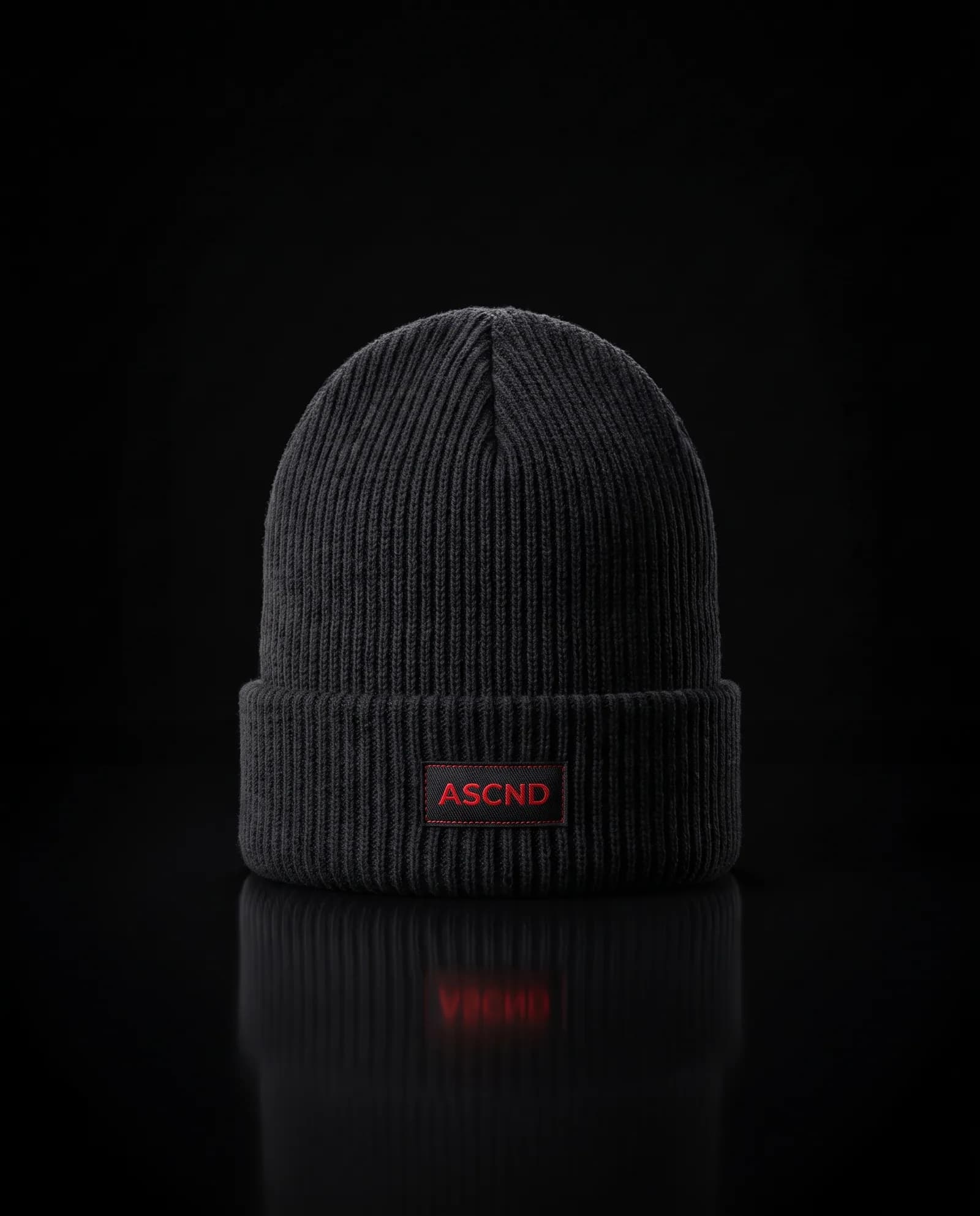 Cuffed Beanie — Ribbed knit, folded cuff.